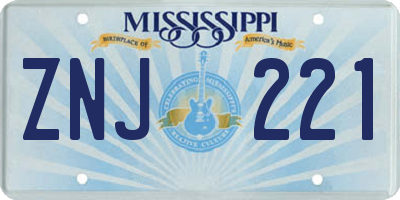 MS license plate ZNJ221