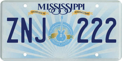 MS license plate ZNJ222