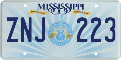 MS license plate ZNJ223