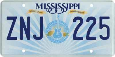 MS license plate ZNJ225