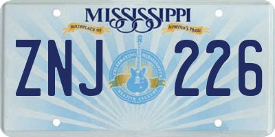 MS license plate ZNJ226