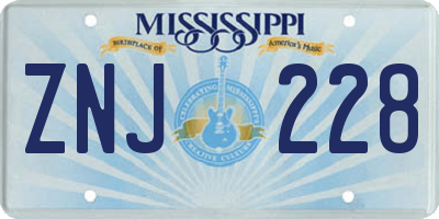 MS license plate ZNJ228