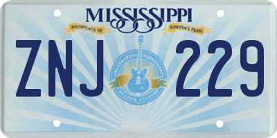 MS license plate ZNJ229