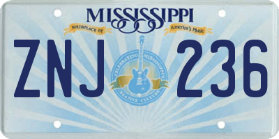 MS license plate ZNJ236