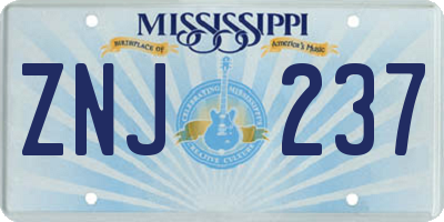 MS license plate ZNJ237