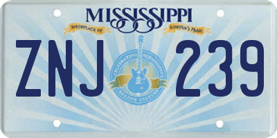 MS license plate ZNJ239