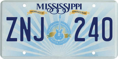 MS license plate ZNJ240