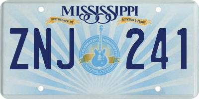 MS license plate ZNJ241