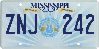 MS license plate ZNJ242