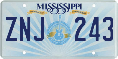 MS license plate ZNJ243
