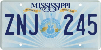 MS license plate ZNJ245