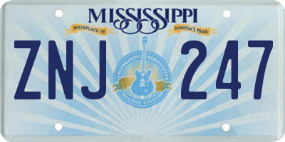 MS license plate ZNJ247