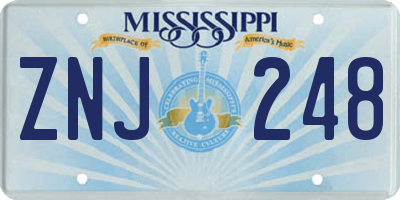 MS license plate ZNJ248