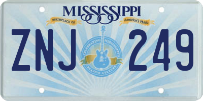 MS license plate ZNJ249