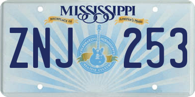 MS license plate ZNJ253