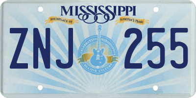 MS license plate ZNJ255