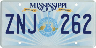 MS license plate ZNJ262