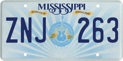 MS license plate ZNJ263