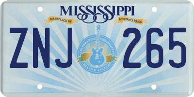 MS license plate ZNJ265