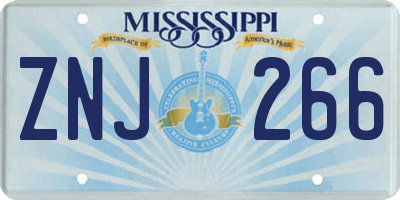 MS license plate ZNJ266
