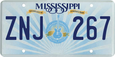 MS license plate ZNJ267