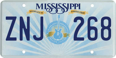 MS license plate ZNJ268