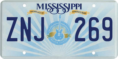 MS license plate ZNJ269