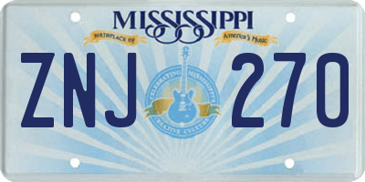 MS license plate ZNJ270