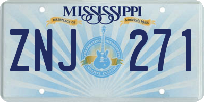 MS license plate ZNJ271
