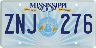MS license plate ZNJ276