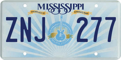 MS license plate ZNJ277
