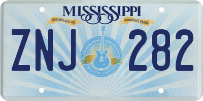 MS license plate ZNJ282