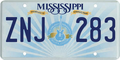 MS license plate ZNJ283