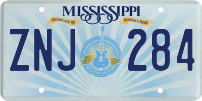 MS license plate ZNJ284