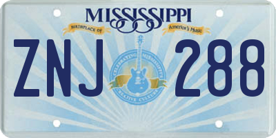 MS license plate ZNJ288