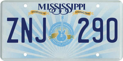 MS license plate ZNJ290