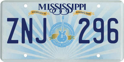 MS license plate ZNJ296