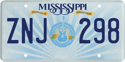 MS license plate ZNJ298