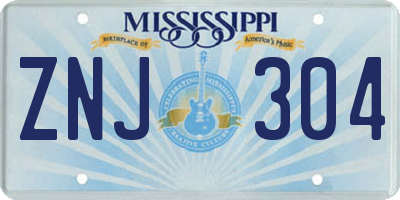 MS license plate ZNJ304