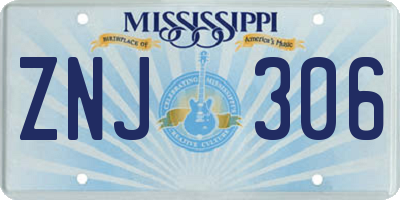 MS license plate ZNJ306