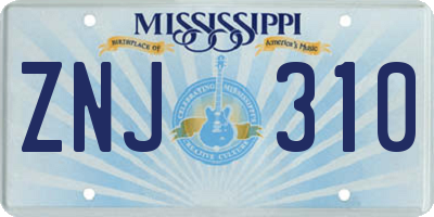 MS license plate ZNJ310