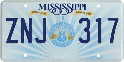 MS license plate ZNJ317