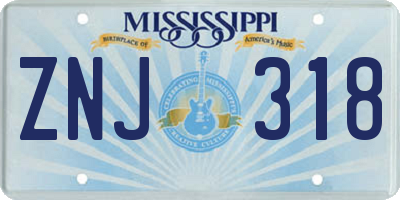 MS license plate ZNJ318
