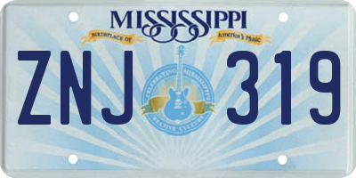 MS license plate ZNJ319