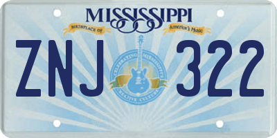 MS license plate ZNJ322