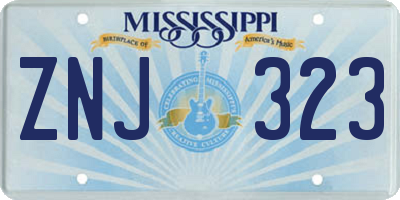 MS license plate ZNJ323
