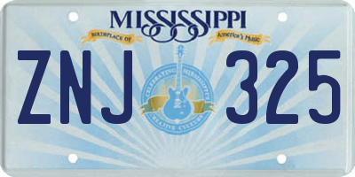 MS license plate ZNJ325