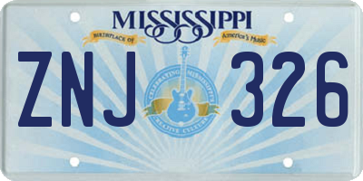 MS license plate ZNJ326