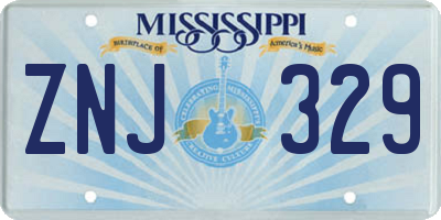 MS license plate ZNJ329