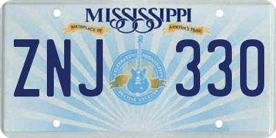 MS license plate ZNJ330